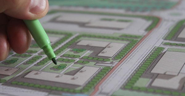 Architetto Urbanista Che Progetta Un Nuovo Quartiere In Città